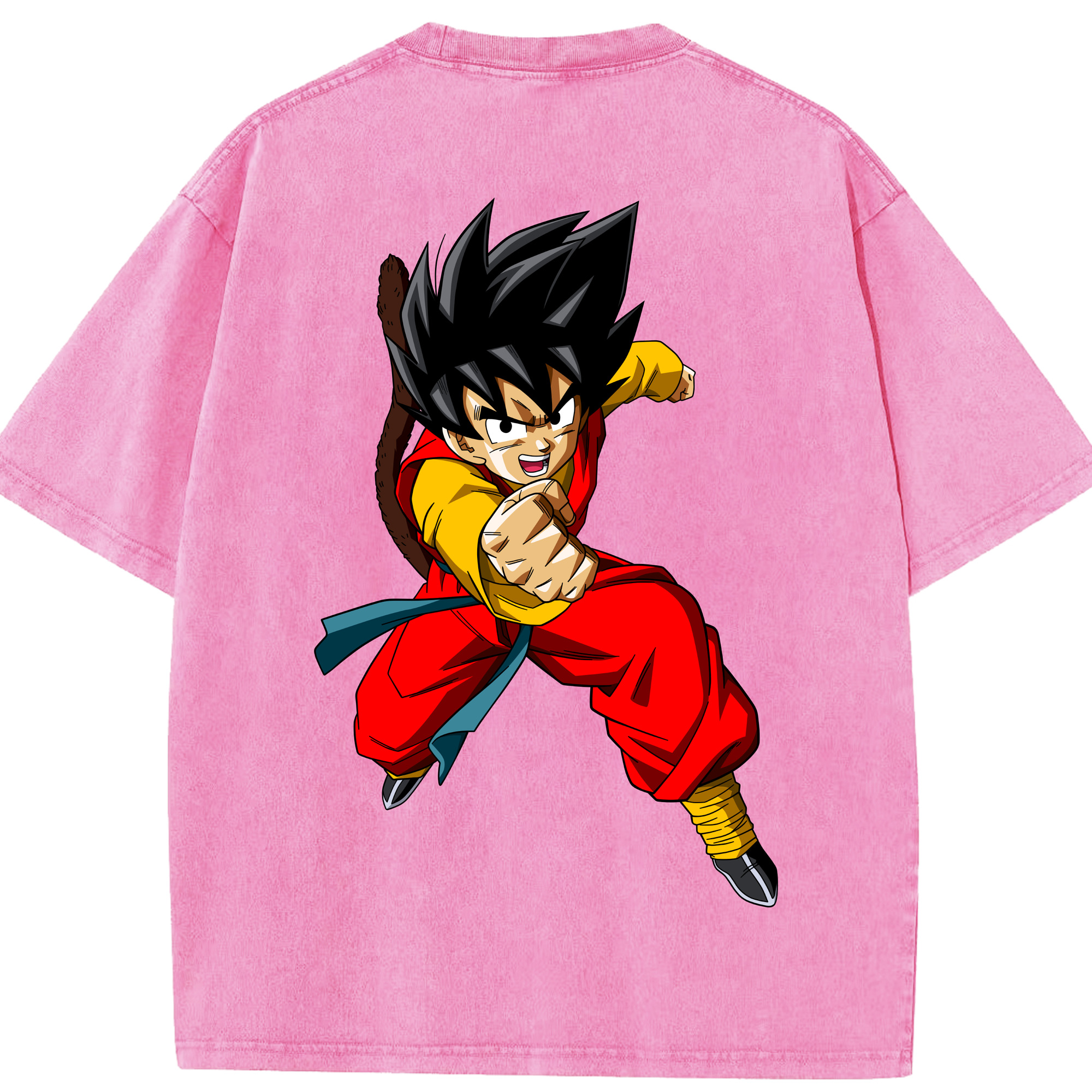 （画像用） ドラゴンボール 孫悟空（そん ごくう）Son Goku カカロット DRAGON BALL Kakarotto 綿100% ヴィンテージ風 半袖Tシャツ（背面プリント）